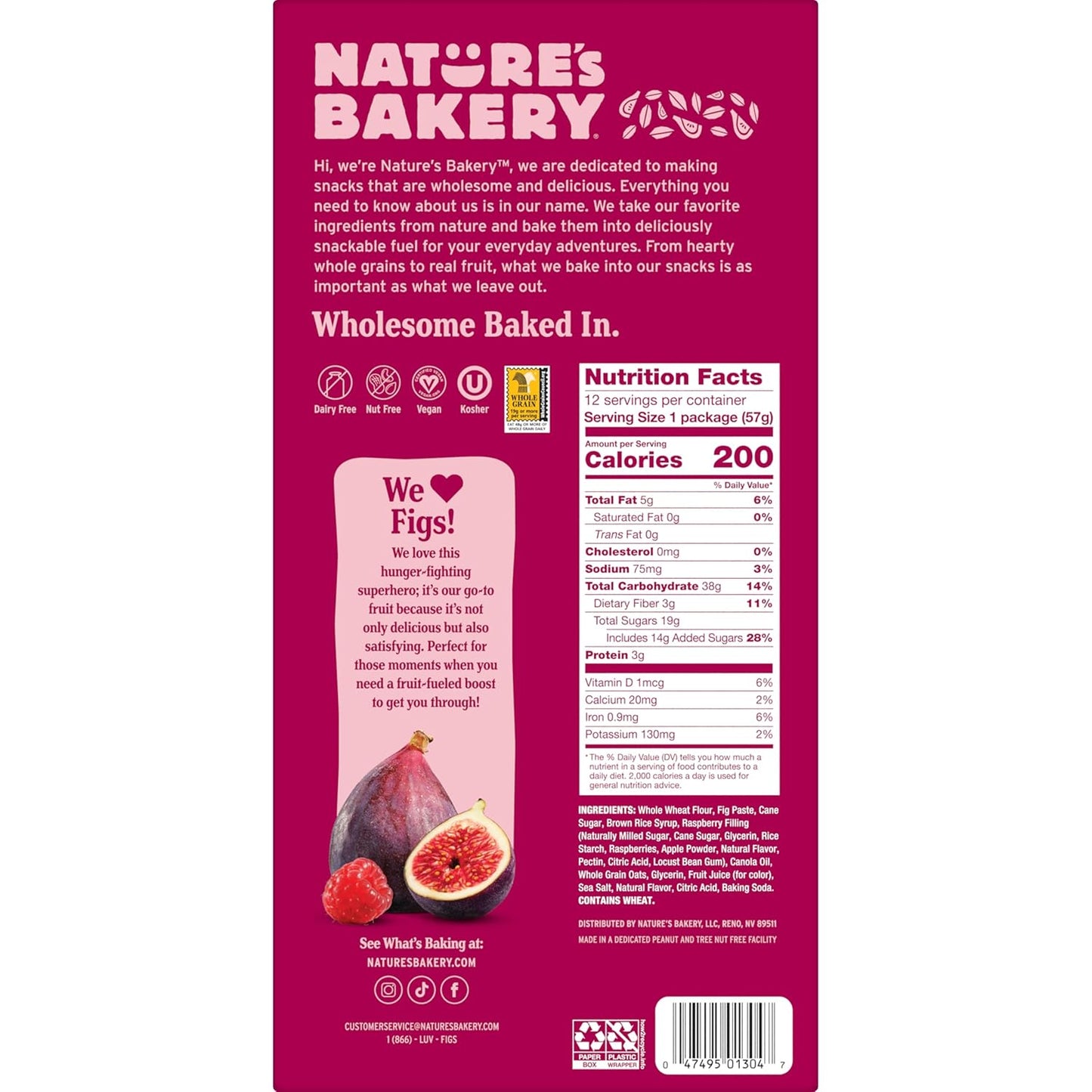 Nature's Bakery Fruit Bars – Airport Travel Snack for Active Families, Vegan Twin Packs