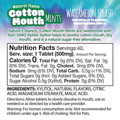 Nature's Stance Cotton Mouth Xylitol Mints – Compact 40-Count Dry Mouth Mints for the Car, Desk Drawer, and Commute