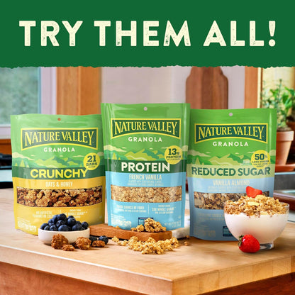 Nature Valley Protein Granola Oats and Dark Chocolate Car Cup Holder Snack, Resealable 11 oz Pouch for Road Trips and Camping