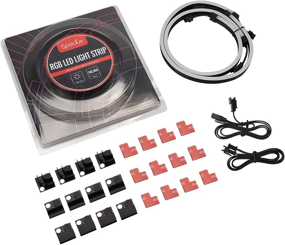 NEON ARGB LED Strip Light Kit – Flameless Cool-Touch Case Lighting for LAN Party & Shared Gaming Spaces, 2x15.7in Magnetic with Aura SYNC