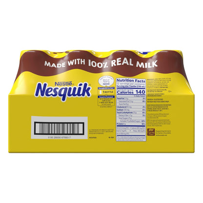 Nesquik Cinnamon Lowfat Milk Single Serve Bottles – Resealable Protein Snack for Kids On the Go