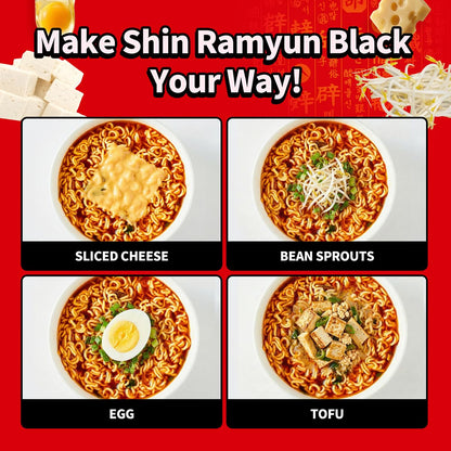 Nongshim Shin Black Noodle Soup – No Added MSG Spicy Ramen for Guilt-Free Comfort, Pack of 6 Bowls