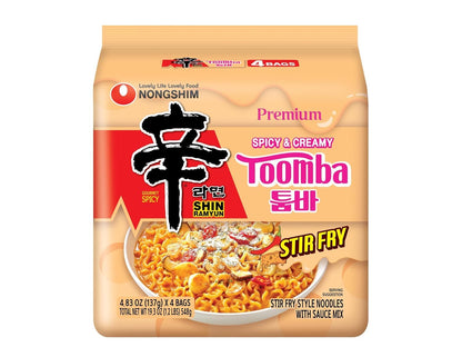 Nongshim Shin Toomba Creamy Spicy Ramen – Pre-Meeting Lunch Break Staple for Hybrid Professionals, Pack of 4