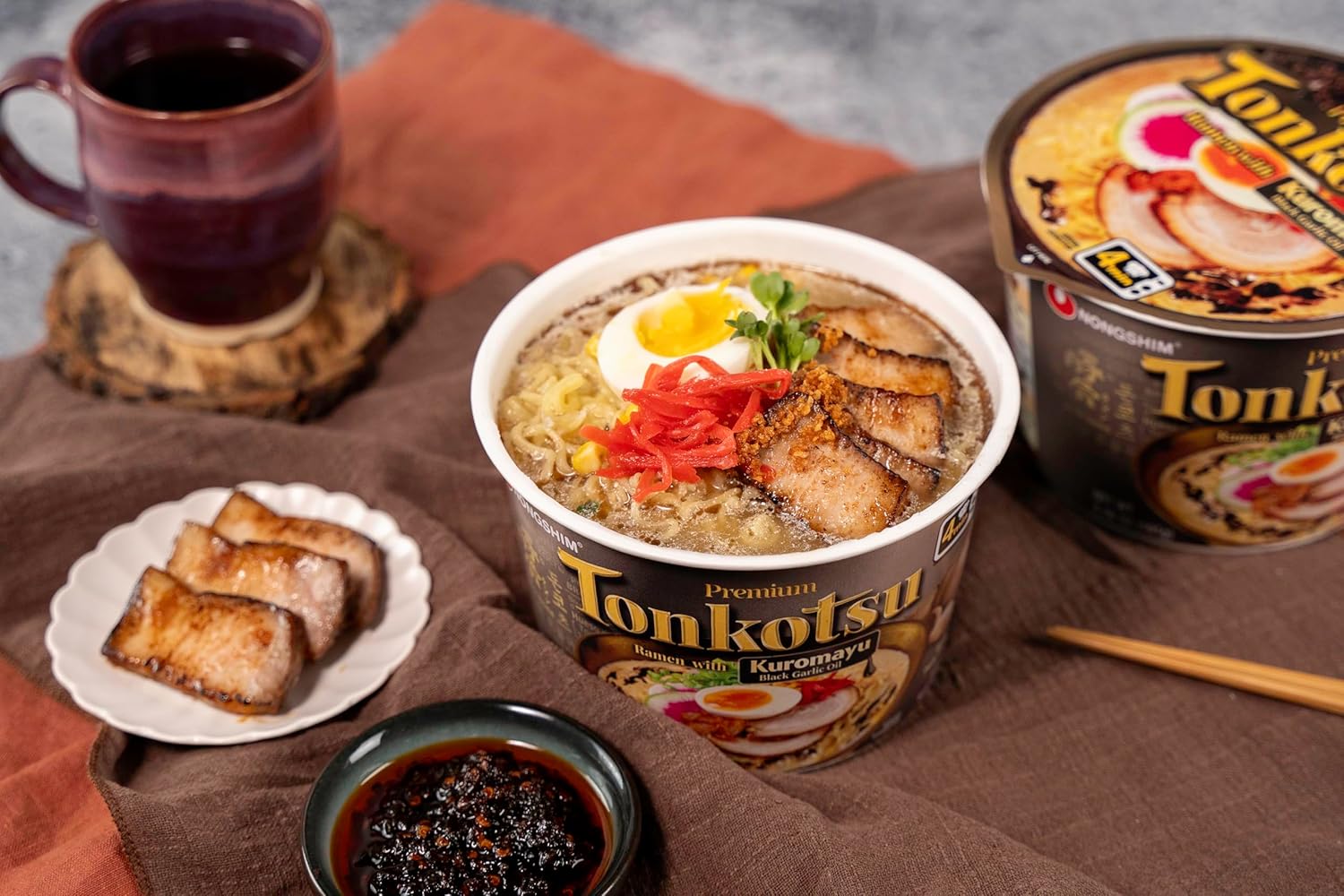 Nongshim Tonkotsu Ramen with Kuromatsu Black Garlic Oil Noodle Big Bowl, 3.56 Ounce (Pack Of 6) – Mindful Lunch Ritual for Self-Care Weekdays