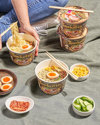 Nongshim Tonkotsu Ramen with Kuromatsu Black Garlic Oil Noodle Big Bowl, 3.56 Ounce (Pack Of 6) – Mindful Lunch Ritual for Self-Care Weekdays