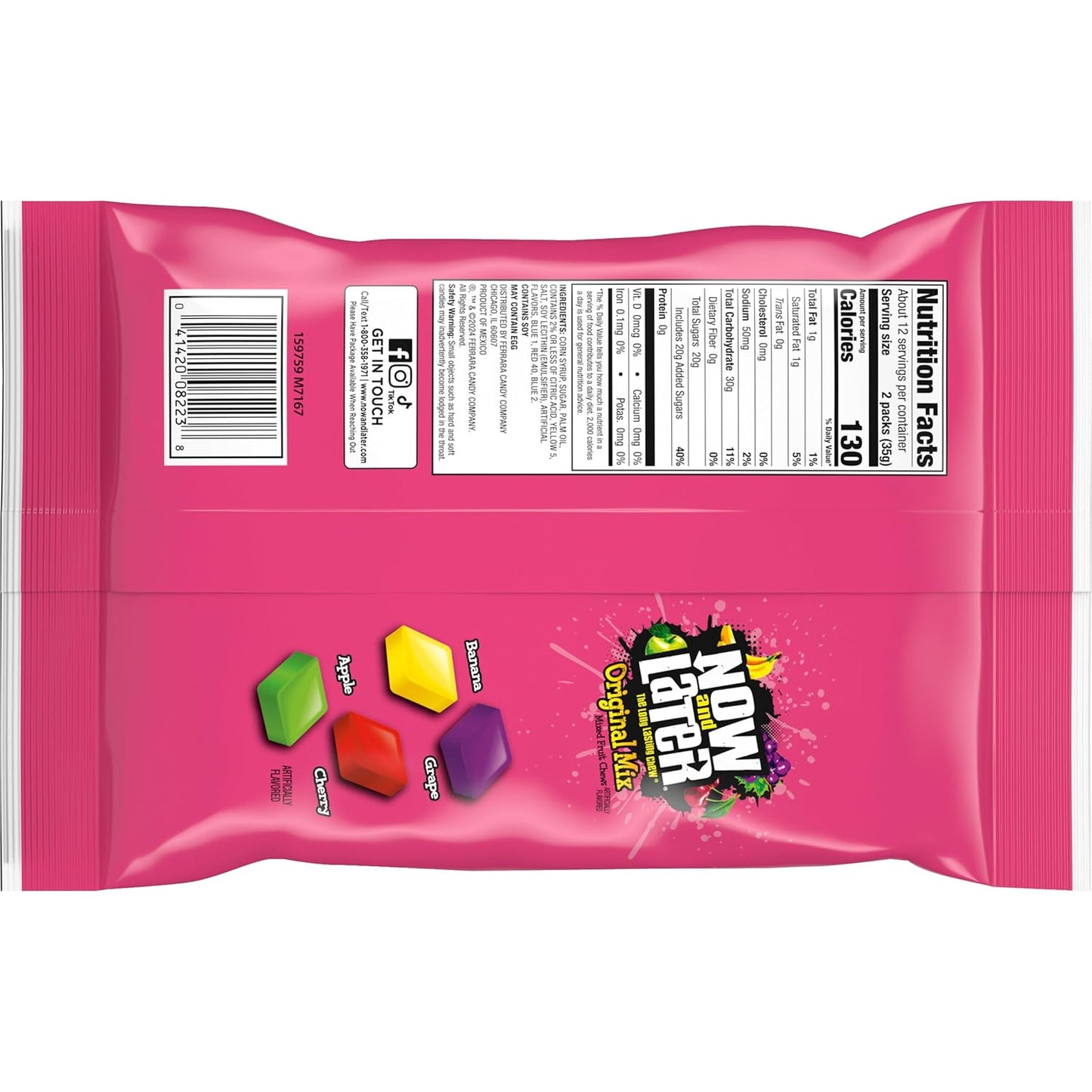 Now and Later Candy Original Mix – Edible Nostalgia Gift Box for Movie Nights, Game Nights, and Office Treat Jars