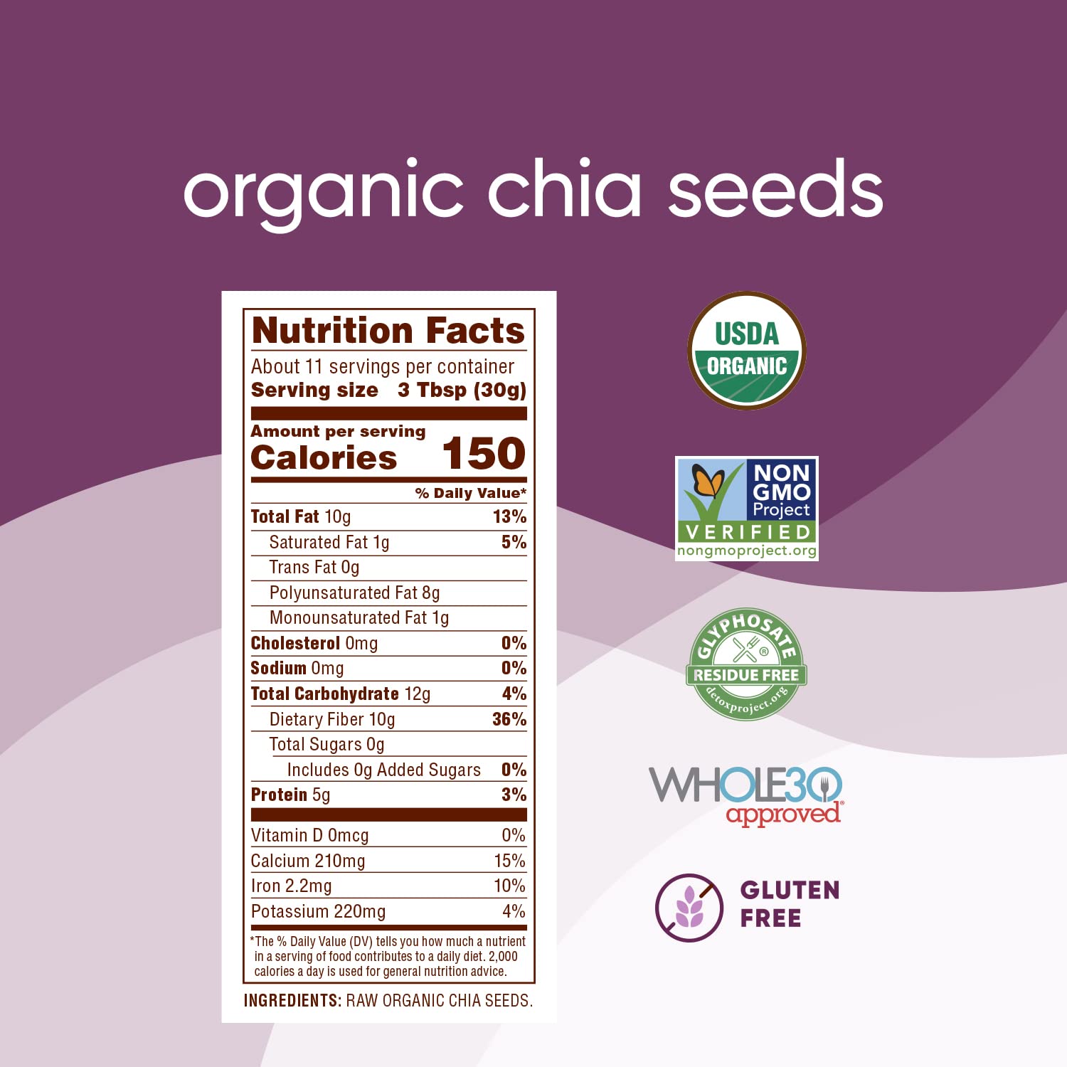 Nutiva Organic Chia Seed 12 oz – Streamlined Clean Label Superfood for Capsule Wardrobe Cooking, Capsule Pantry and Uncomplicated Wellness