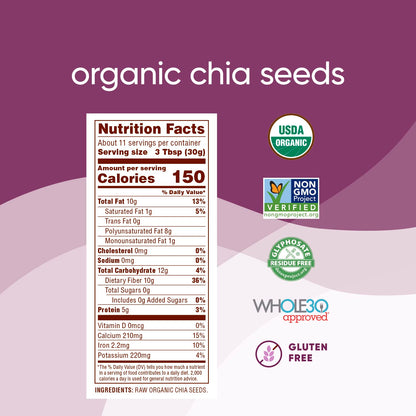 Nutiva Organic Chia Seed 12 oz – Streamlined Clean Label Superfood for Capsule Wardrobe Cooking, Capsule Pantry and Uncomplicated Wellness