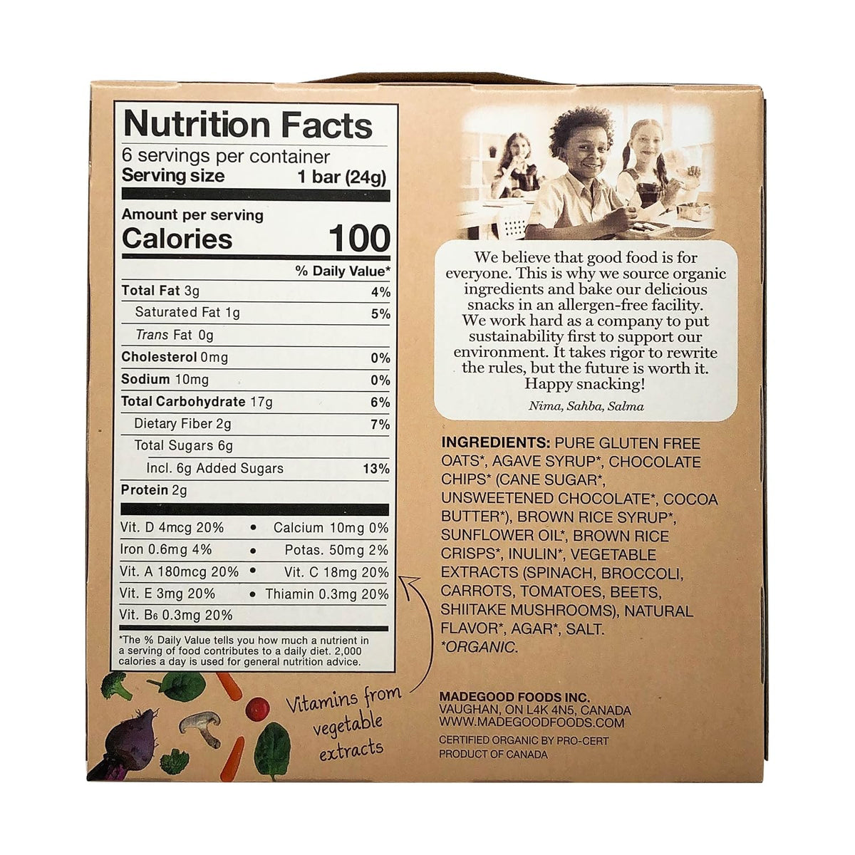 nutrients from 6 vegetable extracts (spinach, broccoli, carrots, tomatoes, beets, shiitake)