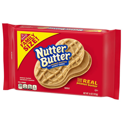 Nutter Butter Family Size Peanut Butter Sandwich Cookies, 16 oz – Bulk Road Trip Cooler Snack for Families