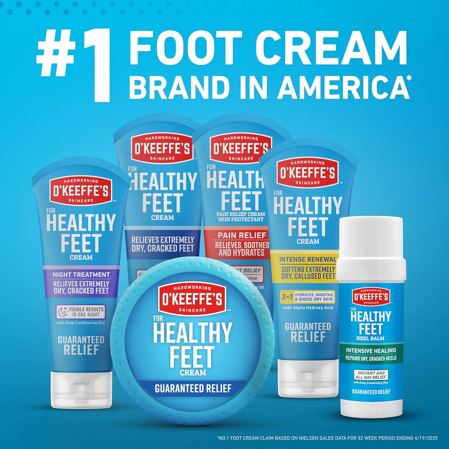 O'Keeffe's for Healthy Feet Intense Renewal Cream – Spa-Style Post-Shower Moisturizer for Callused Feet, Unscented 48-Hour Hydration, 3 oz Tube
