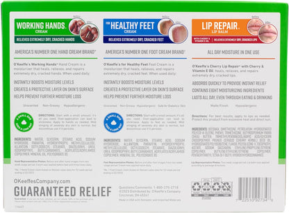 O'Keeffe's Sensitive Skin Repair Trio – Mindful Bath Time Wind-Down with Working Hands, Healthy Feet, and Cherry Lip Balm