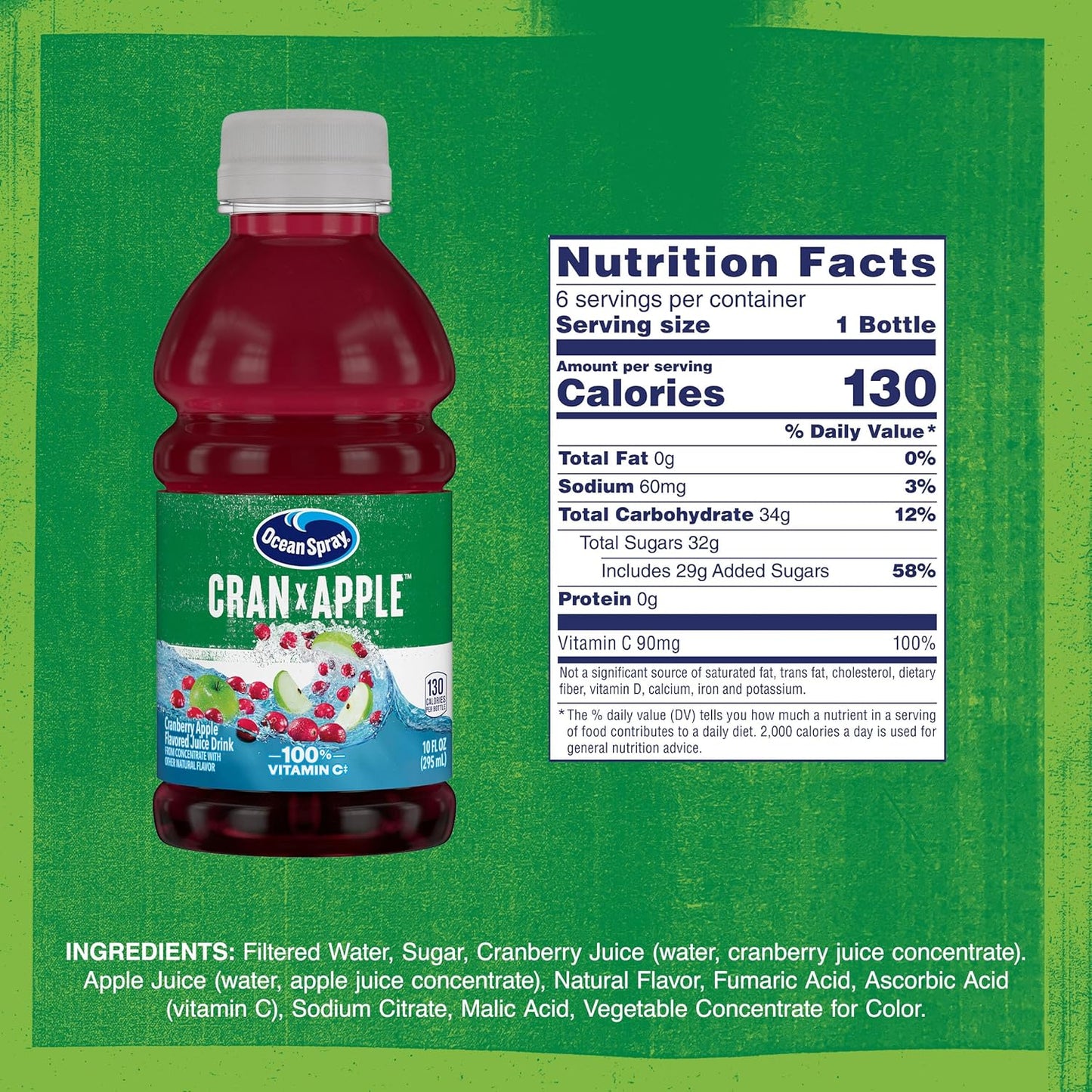 Ocean Spray Cran-Apple Juice Drink – Picnic Ready Single-Serve Bottles with No High Fructose Corn Syrup