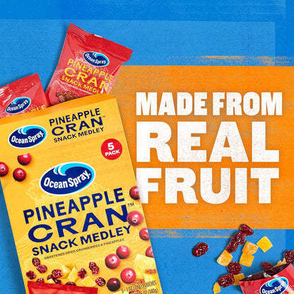 Ocean Spray Cran™ Snack Medley – Home Office Snack with Real Fruit, 5 Single Serve Pouches