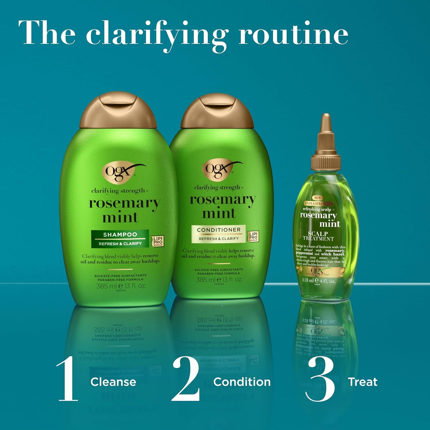 OGX Clarifying Strength + Rosemary Mint Conditioner – At-Home Self-Care Hair Care for Oily Scalp and Buildup, 13 fl oz
