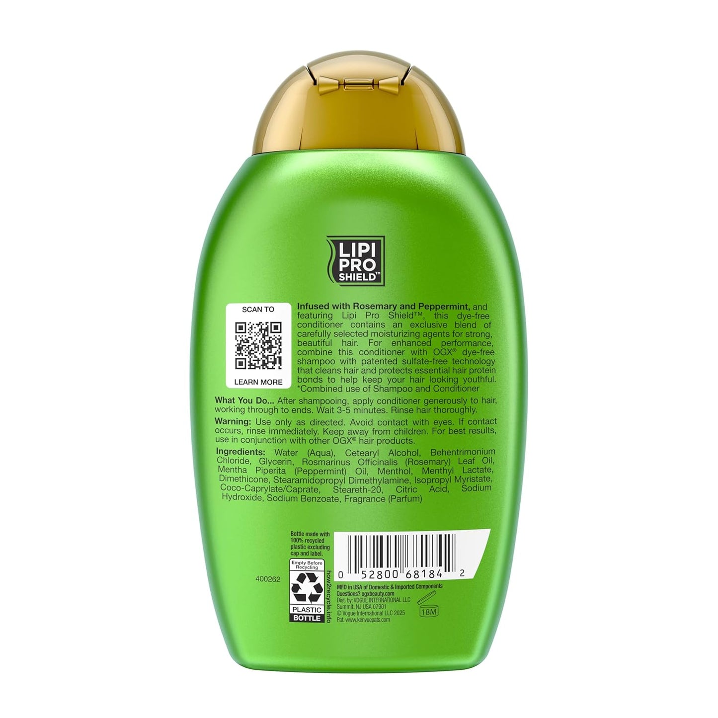 OGX Clarifying Strength + Rosemary Mint Conditioner – At-Home Self-Care Hair Care for Oily Scalp and Buildup, 13 fl oz