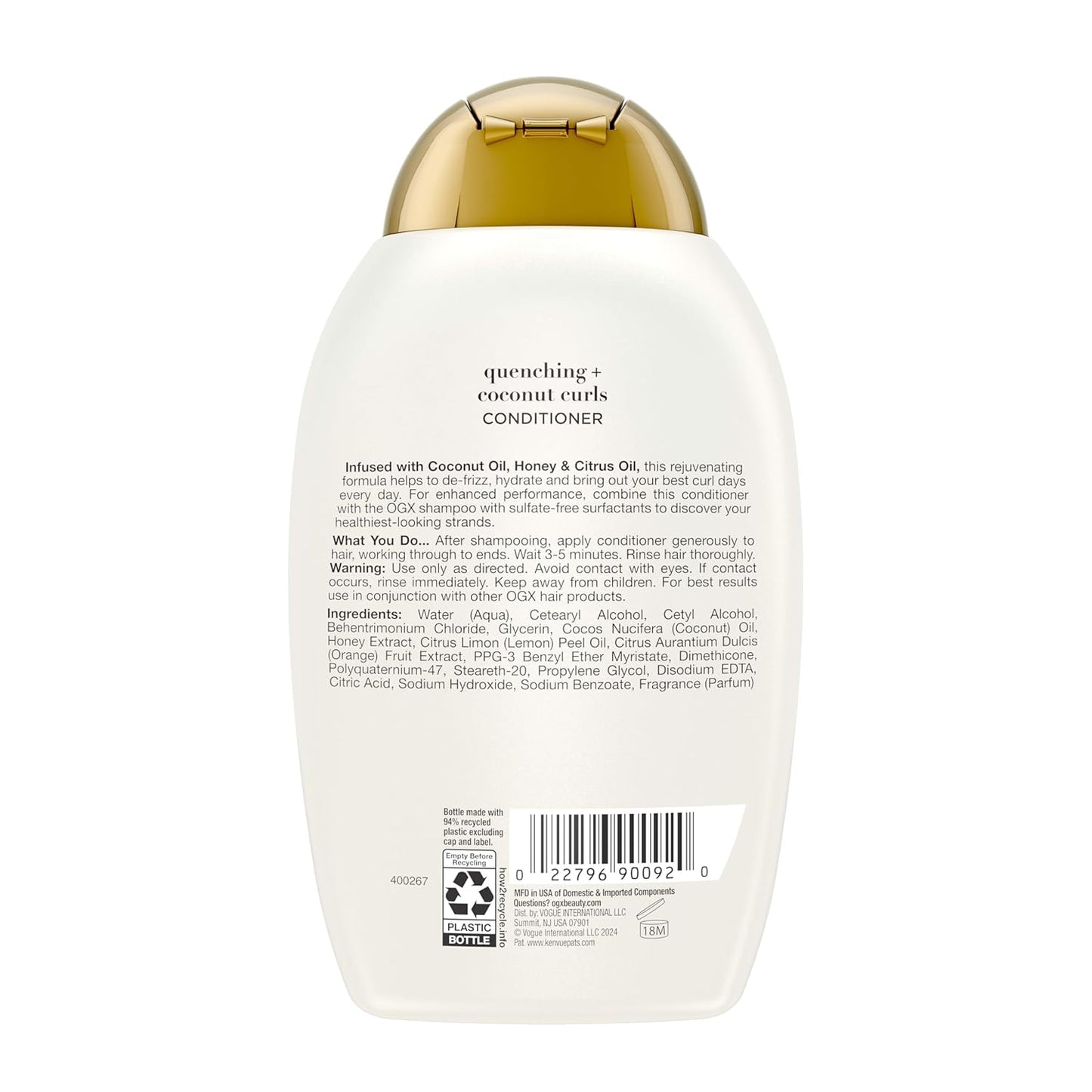OGX Coconut Curls Conditioner – Self-Care Nightly Hair Treatment for Frizz-Prone Curls with Coconut and Citrus Essential Oils