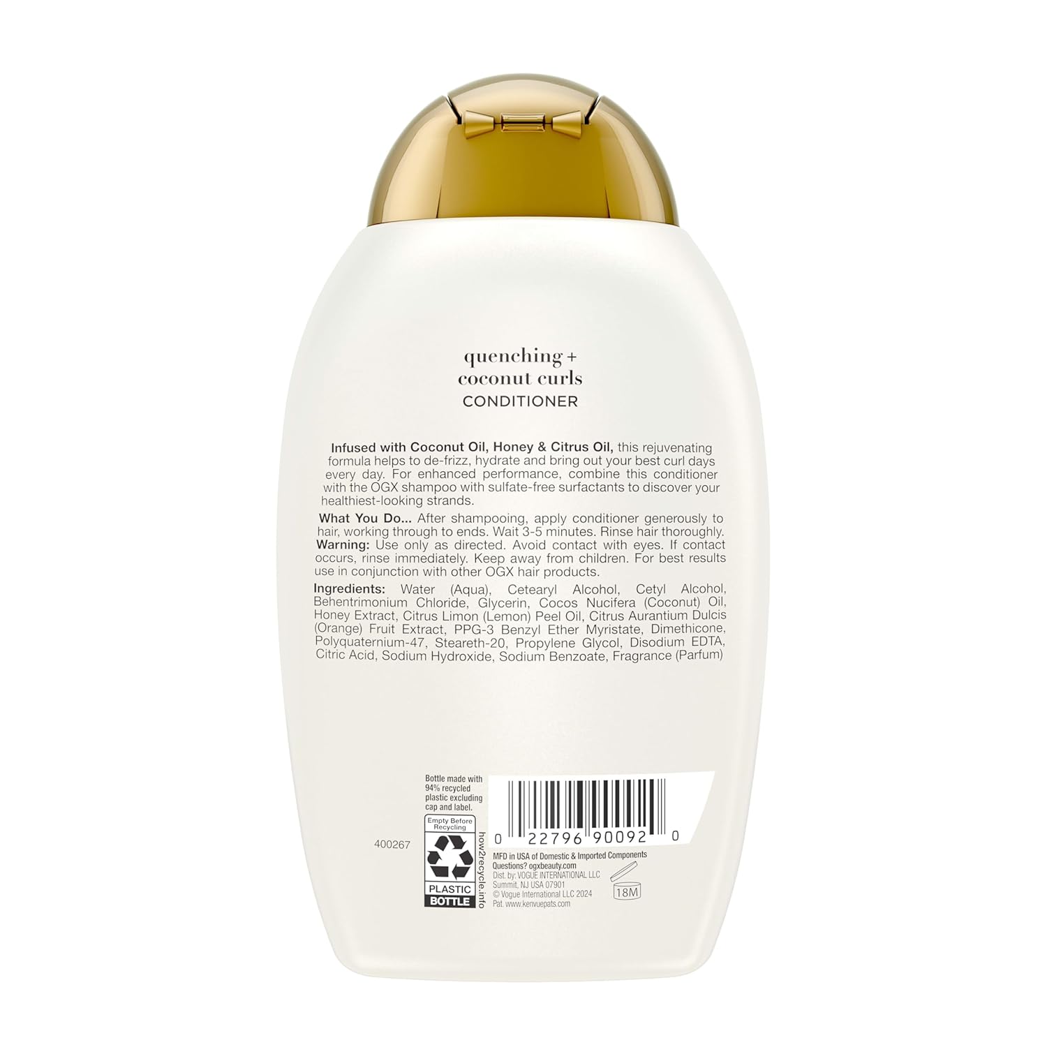 OGX Coconut Curls Conditioner – Self-Care Nightly Hair Treatment for Frizz-Prone Curls with Coconut and Citrus Essential Oils