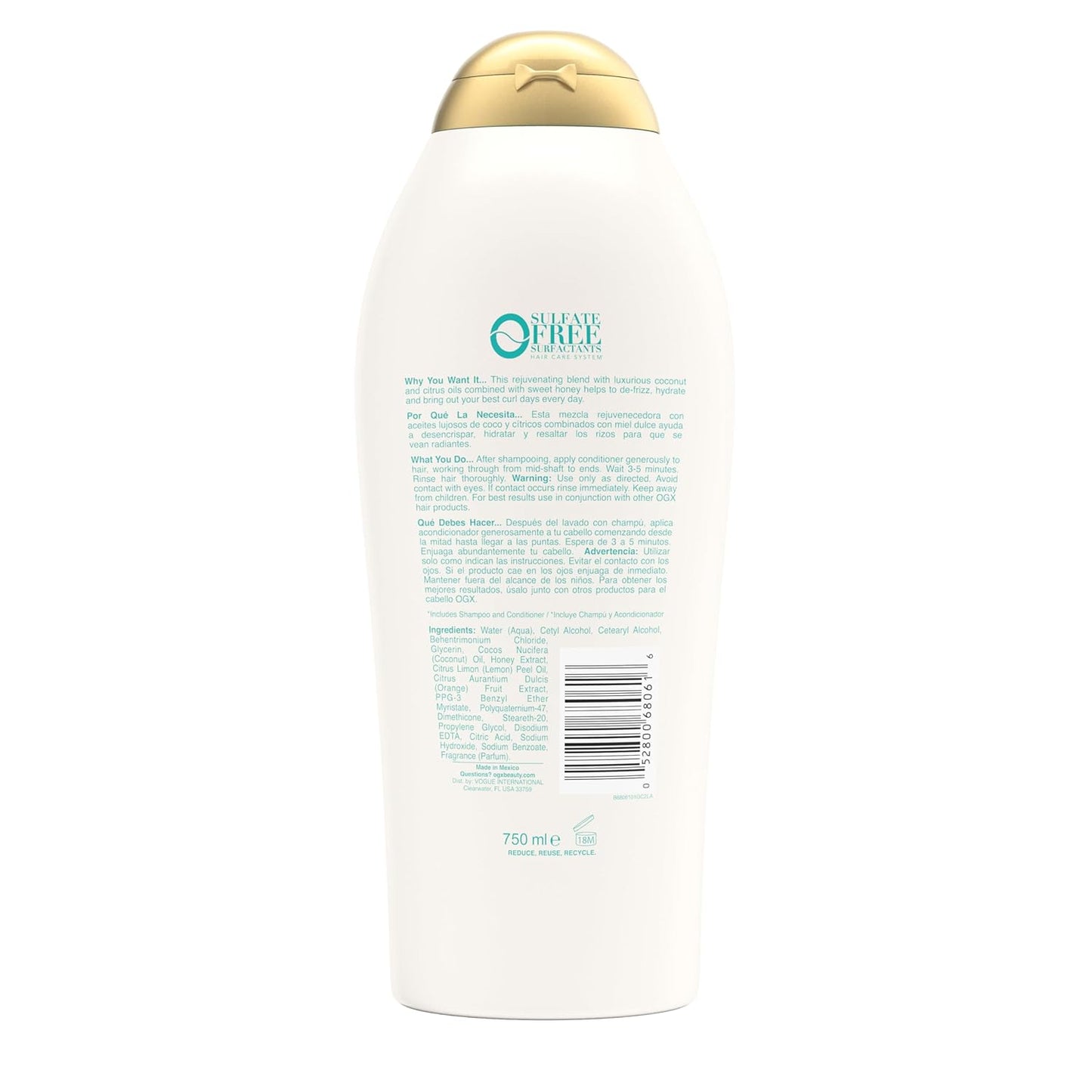 OGX Coconut Curls Moisturizing Conditioner – Streamlined Routine for Curl Definition, Sulfate and Paraben Free