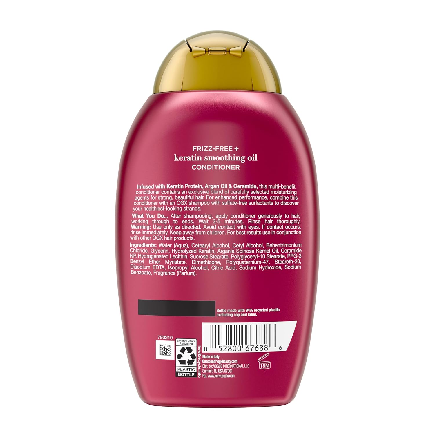 OGX Frizz-Free + Keratin Smoothing Conditioner – Thoughtful Birthday Gift for Women Who Love Smoother Hair