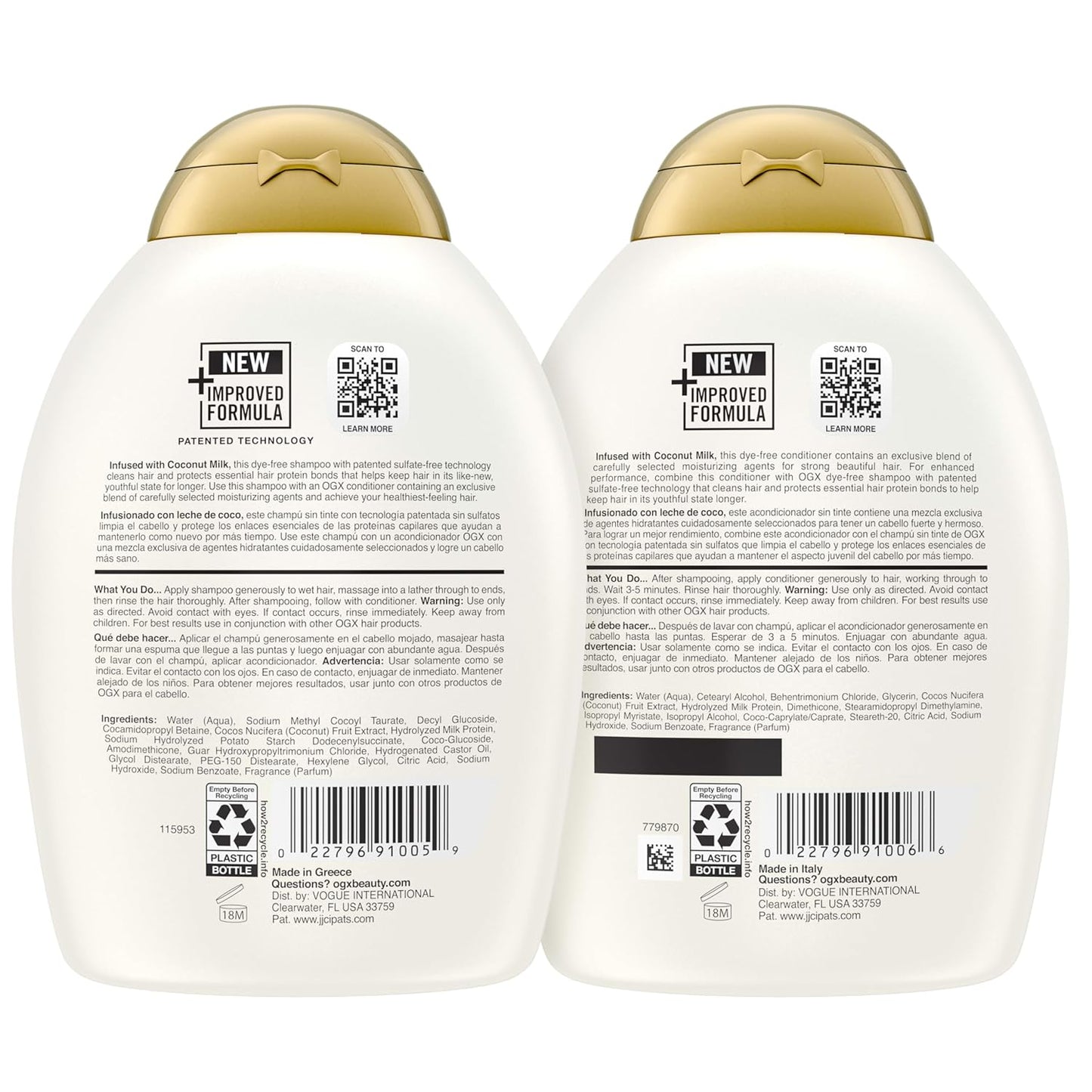 OGX Nourishing Coconut Hair Care Duo – White Peach & Shea Butter Fragrance Ritual, Sensory Escape Hair Set for Self-Care Evenings