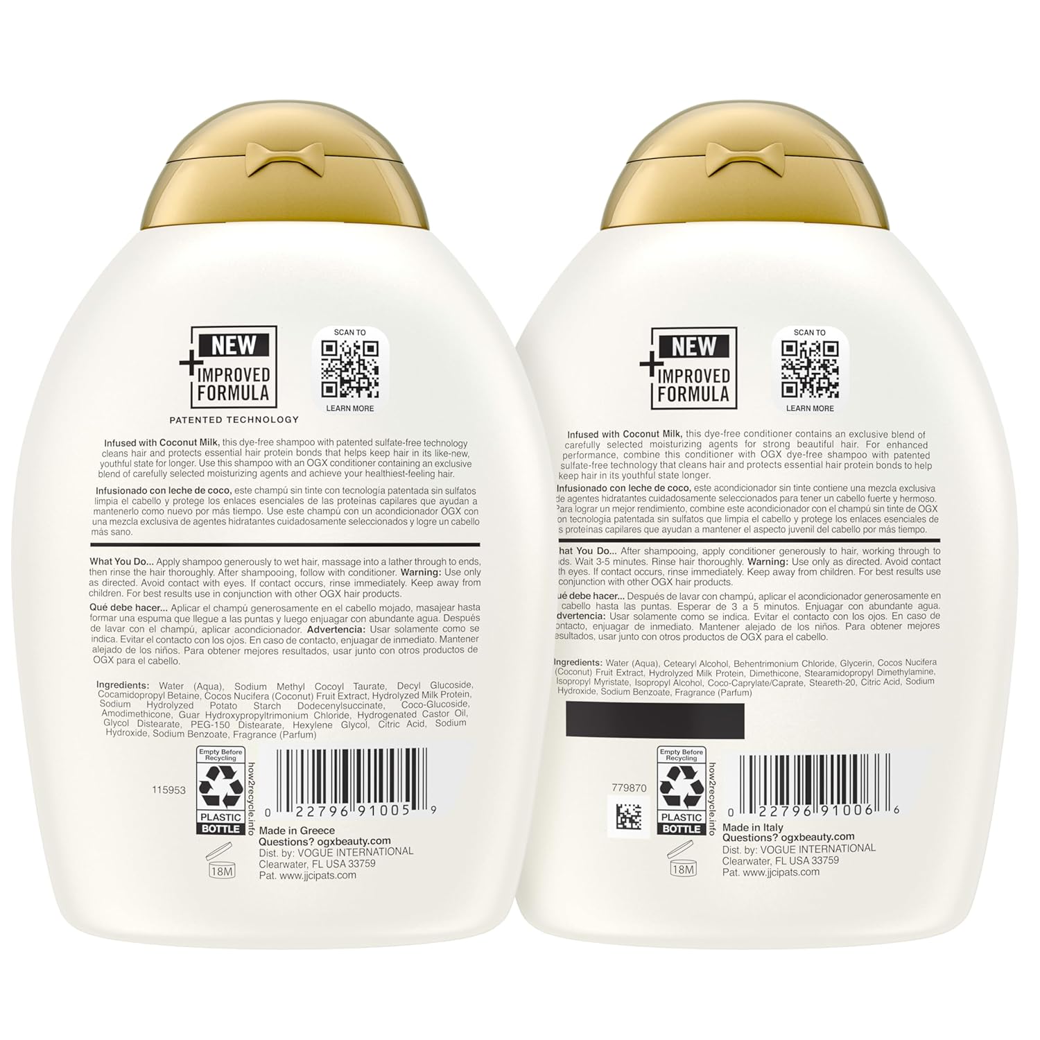 OGX Nourishing Coconut Hair Care Duo – White Peach & Shea Butter Fragrance Ritual, Sensory Escape Hair Set for Self-Care Evenings