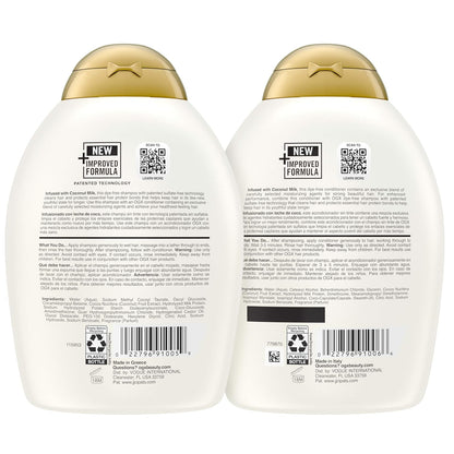 OGX Nourishing Coconut Hair Care Duo – White Peach & Shea Butter Fragrance Ritual, Sensory Escape Hair Set for Self-Care Evenings