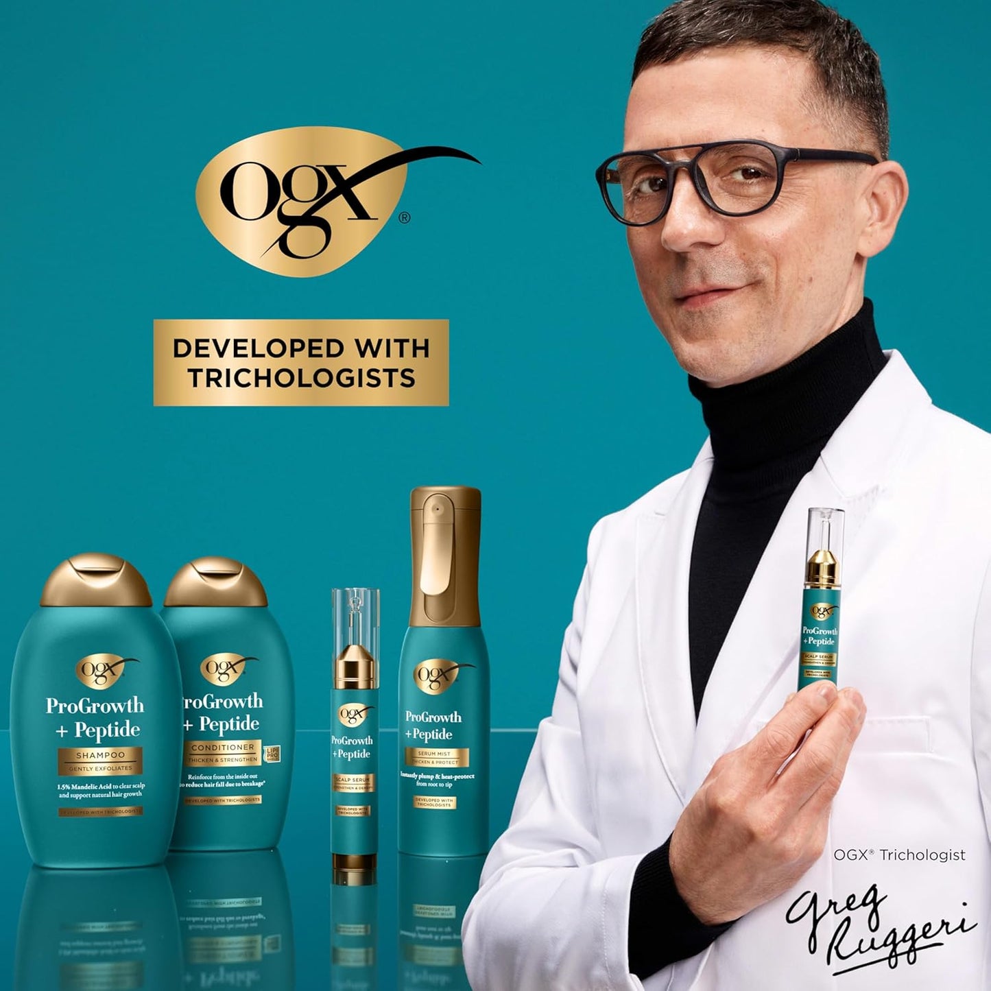 OGX ProGrowth + Peptide Conditioner – Mindful Hair Care Treatment for Fuller-Looking Lengths, 13 fl. oz