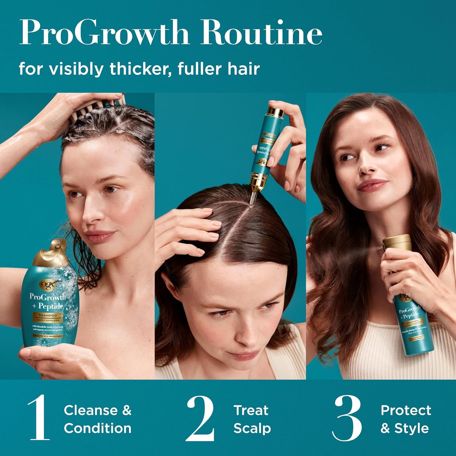 OGX ProGrowth + Peptide Scalp Serum – Clean Routine Addition, Fragrance-Free Dropper for Thinning Hair