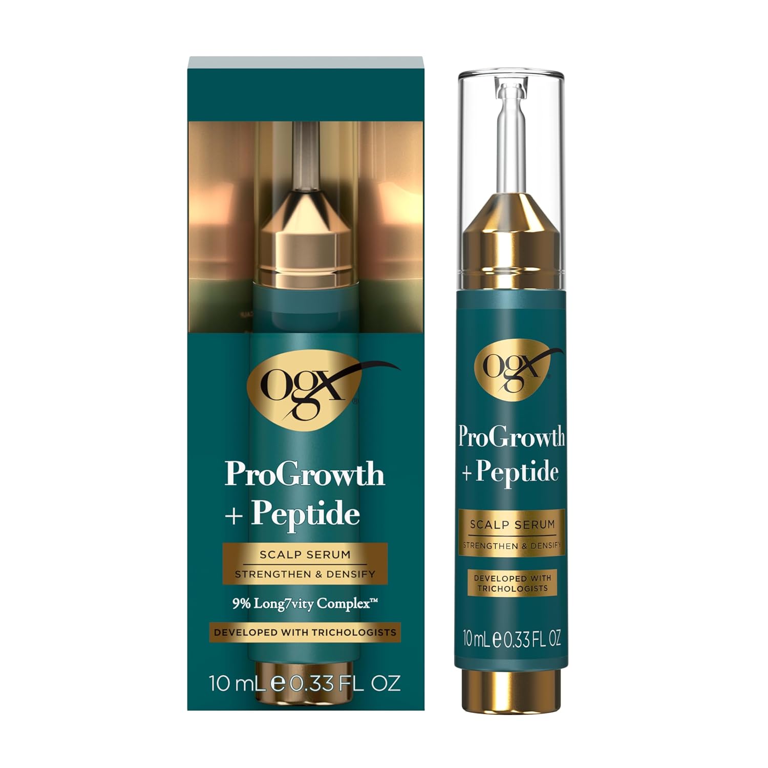 OGX ProGrowth + Peptide Scalp Serum – Clean Routine Addition, Fragrance-Free Dropper for Thinning Hair
