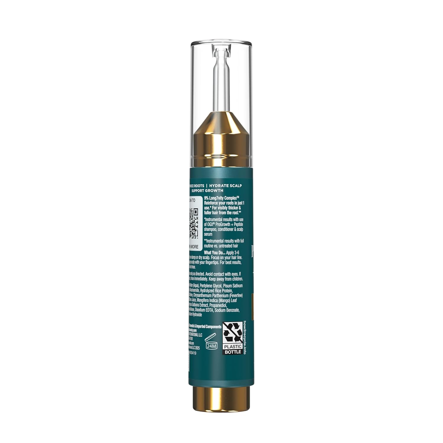 OGX ProGrowth + Peptide Scalp Serum – Clean Routine Addition, Fragrance-Free Dropper for Thinning Hair