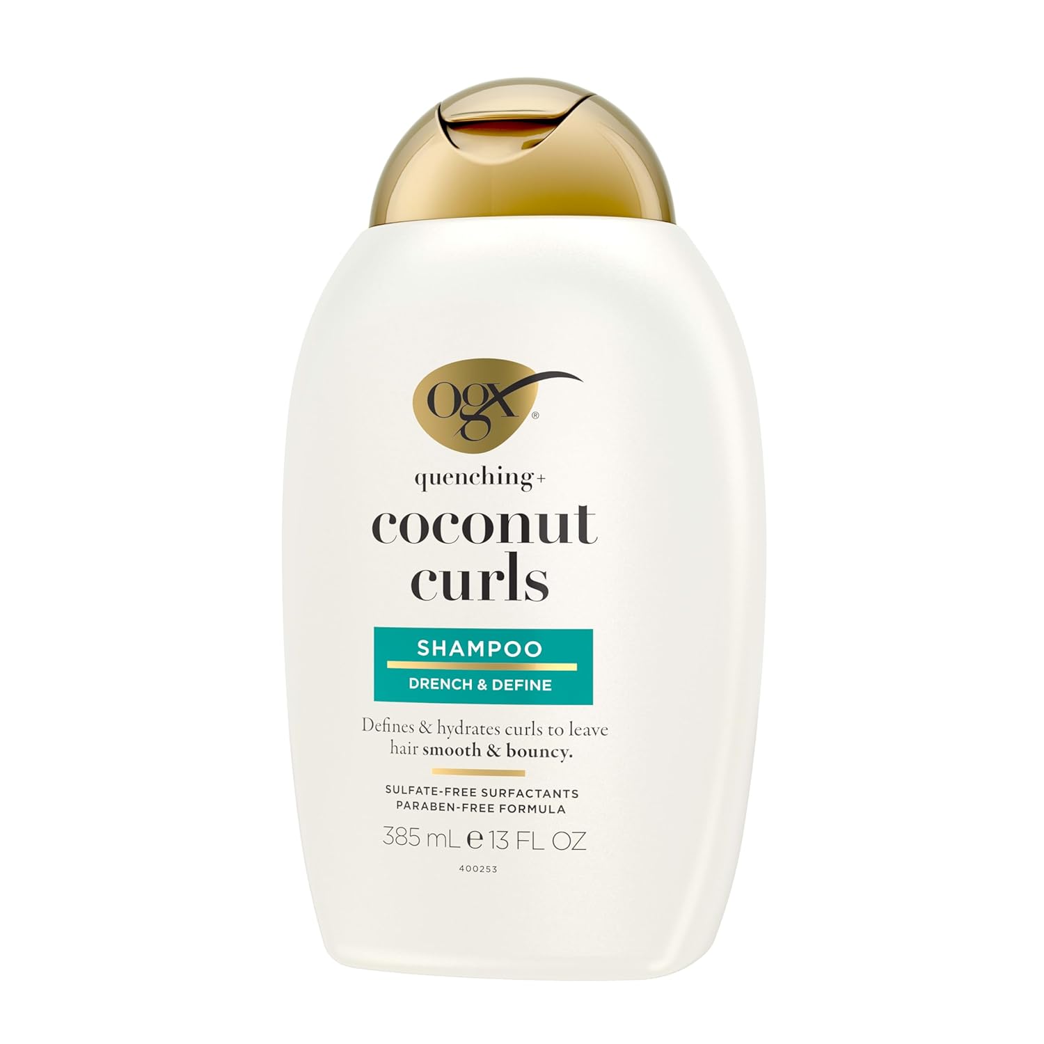 OGX Quenching + Coconut Curl Shampoo – Gentle, Sulfate-Free Surfactant Wash for Sensitive Curls, 13 fl oz