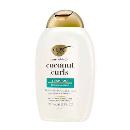 OGX Quenching + Coconut Curl Shampoo – Gentle, Sulfate-Free Surfactant Wash for Sensitive Curls, 13 fl oz