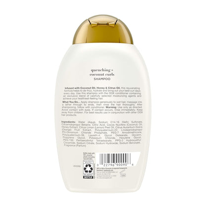 OGX Quenching + Coconut Curl Shampoo – Gentle, Sulfate-Free Surfactant Wash for Sensitive Curls, 13 fl oz