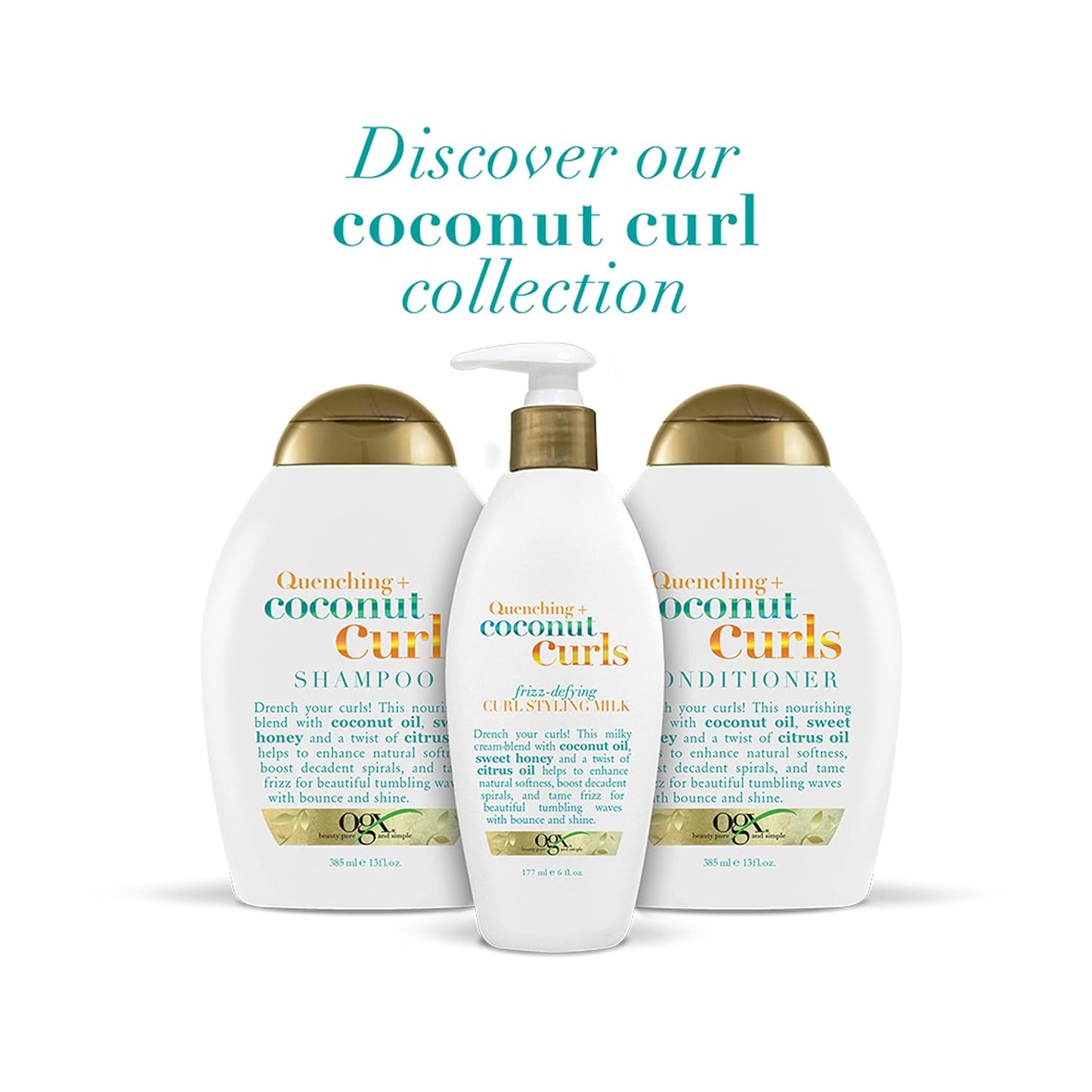 OGX Quenching Coconut Curls Styling Milk – Simple One-Step Leave-In for Clutter-Free Curl Routines, 6 fl oz