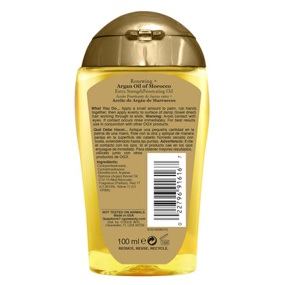 OGX Renewing Argan Oil of Morocco Hair Oil – Streamlined One-Step Hair Repair for Curly and Coarse Textures, 3.3 Fl Oz