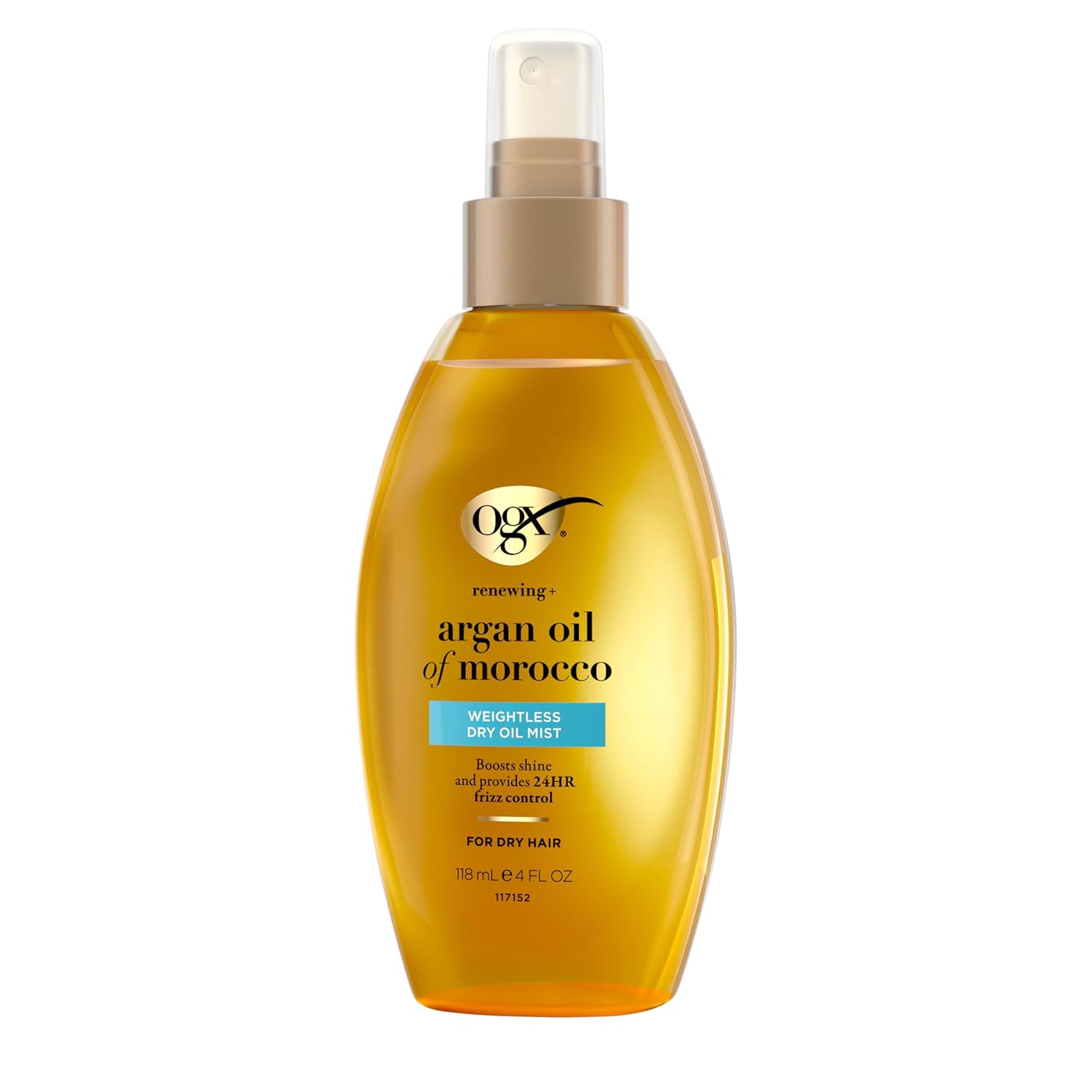 OGX Renewing Argan Oil of Morocco Weightless Healing Dry Oil Spray – High-End Frizz Control Elixir for Color-Treated Hair, 4 Fl Oz