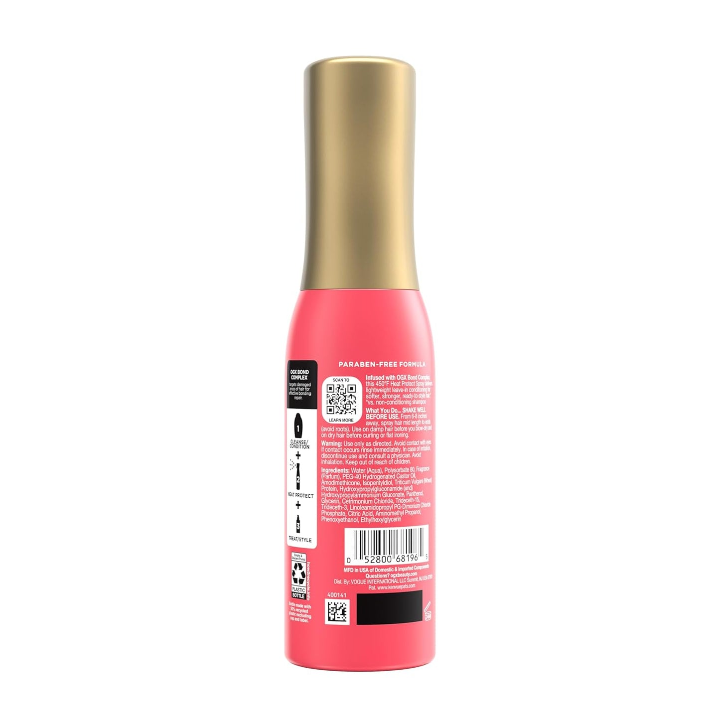 OGX Repair & Protect 450°F Heat Protect Spray – Mindful Self-Care Bond Repair for Damaged Hair, 6.5 fl oz