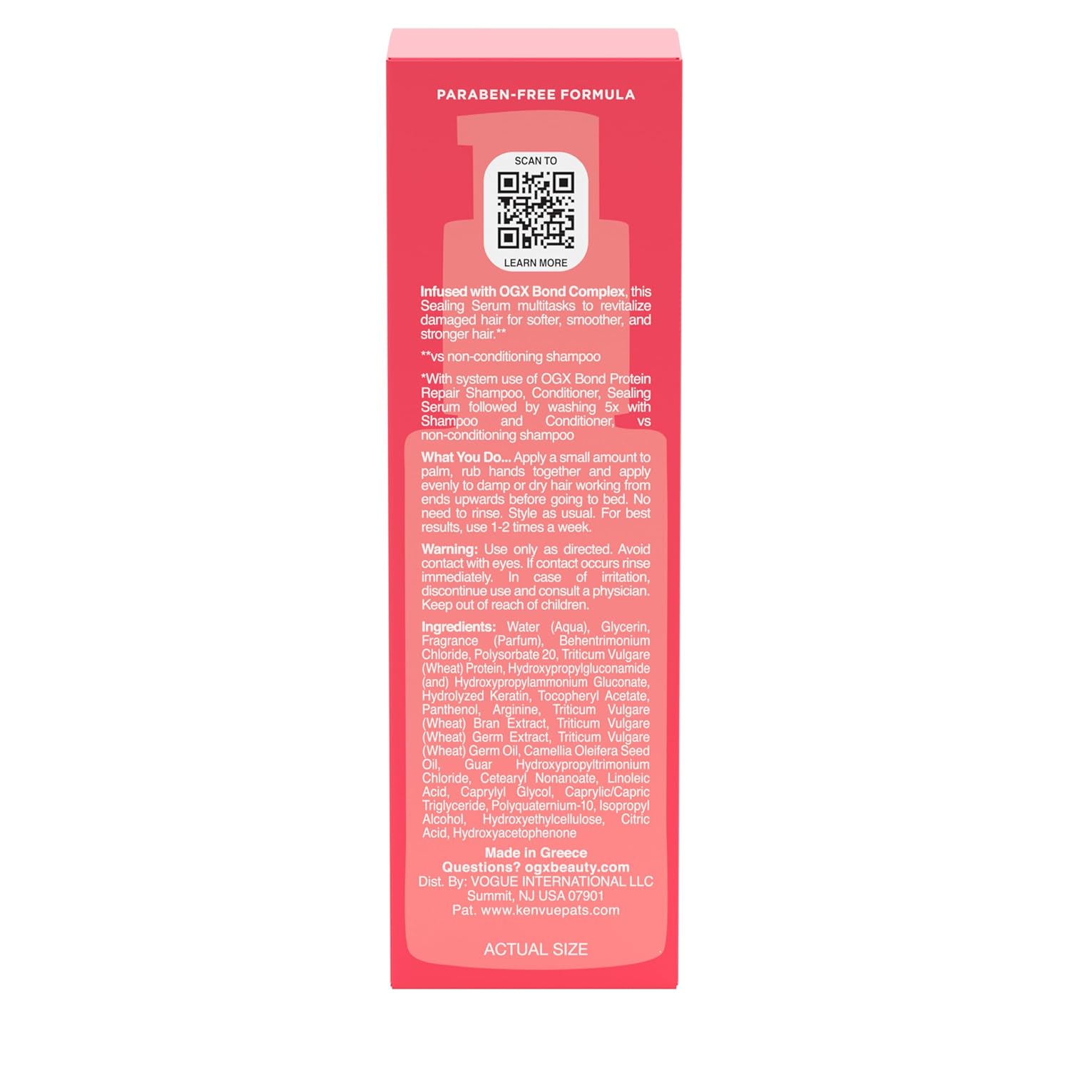 OGX Repair & Protect Bond Sealing Serum – Mother's Day Gift Idea for Bond Repair and Frizz Control, Paraben-Free