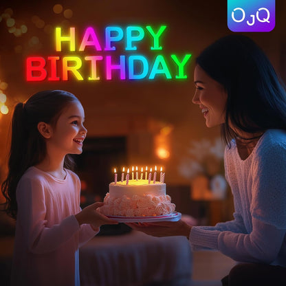 OJQ Light Up Letters Sign – USB-Powered LED Wall Art for Kids Room with No Batteries to Swallow