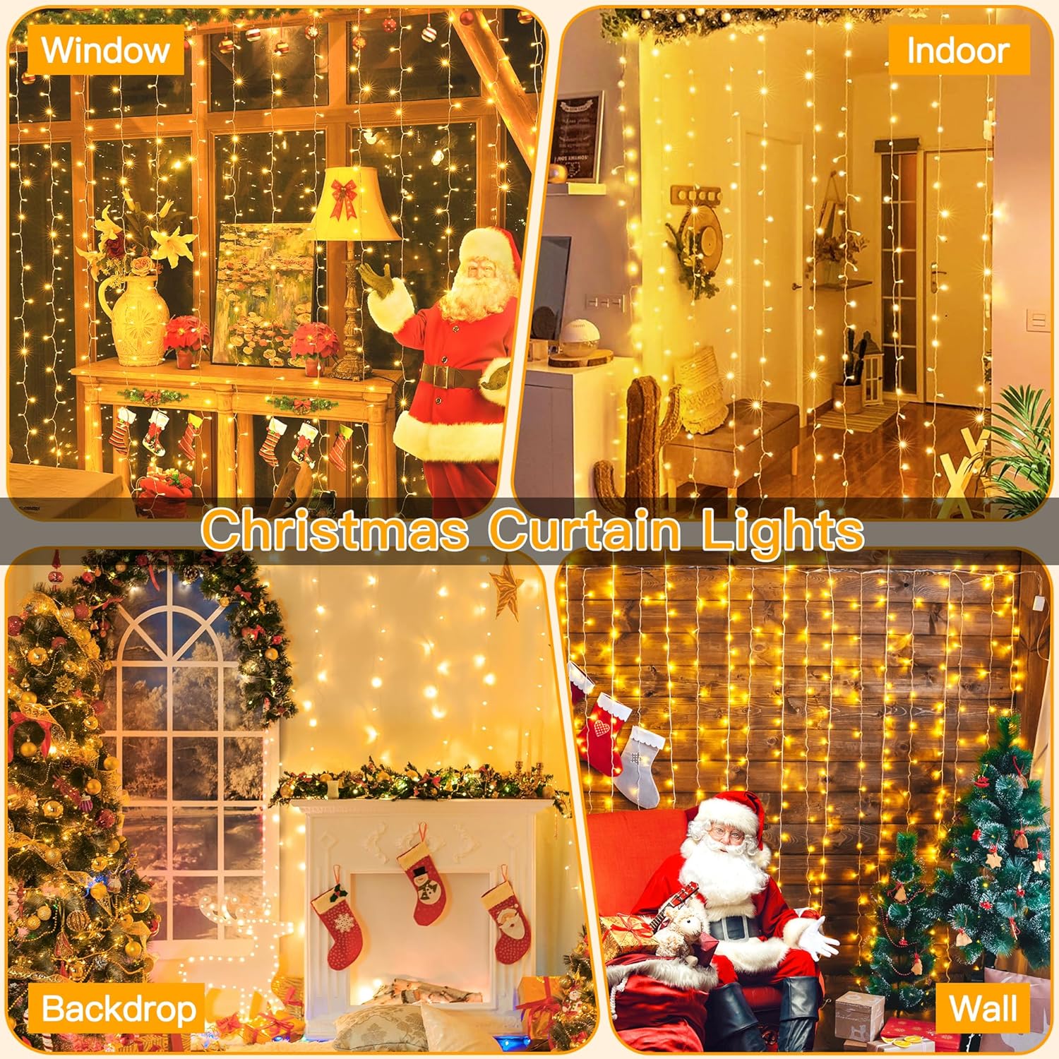 Ollny 200 LED Curtain String Lights – Intentional Home Decor with 8 Subtle Modes and 4 Quiet Brightness Levels