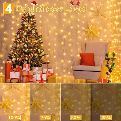 Ollny 200 LED Curtain String Lights – Intentional Home Decor with 8 Subtle Modes and 4 Quiet Brightness Levels