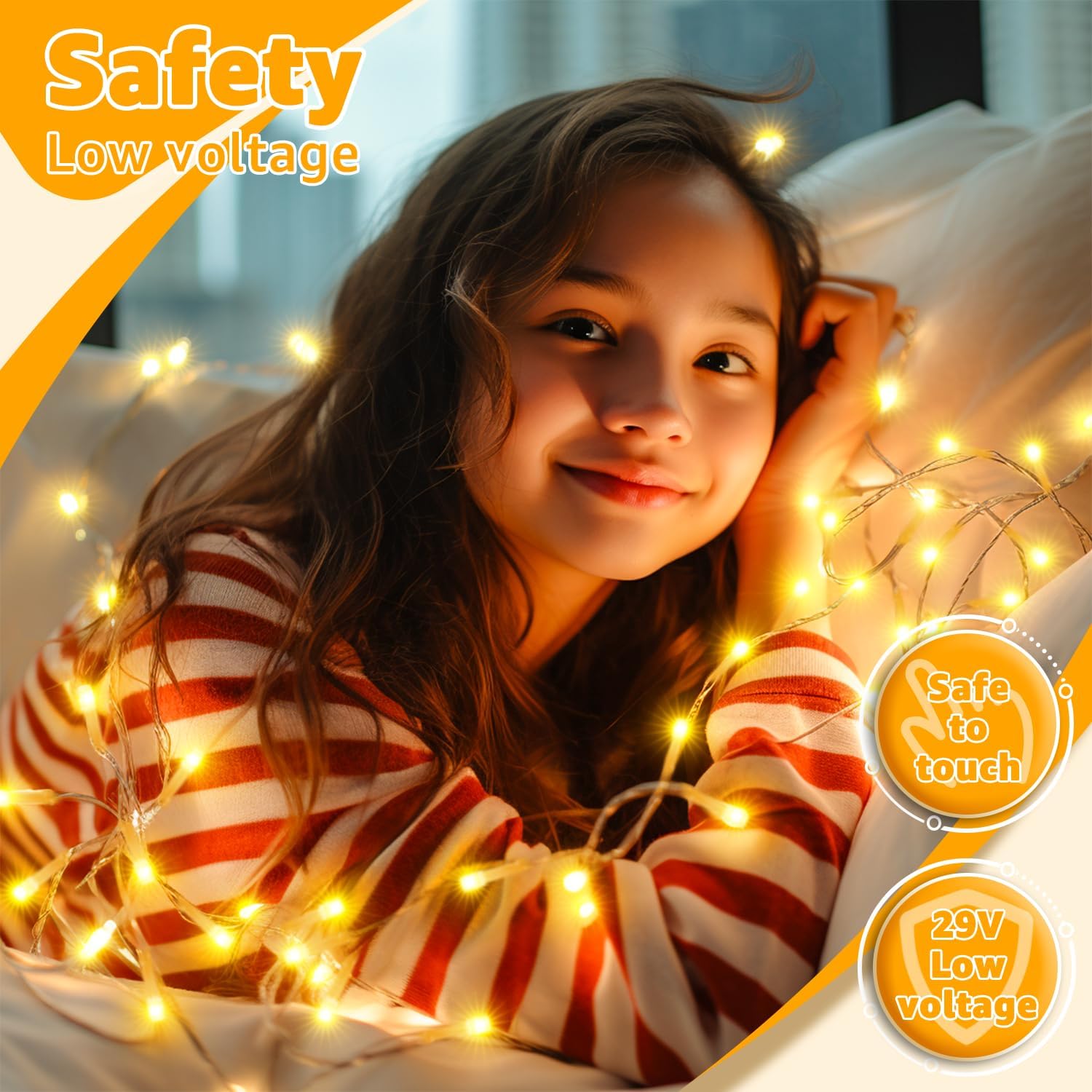 Ollny 40FT Kids Room Lights – Soft Warm White Night Light for Girls Bedroom, Baby Nursery, and Reading Corner