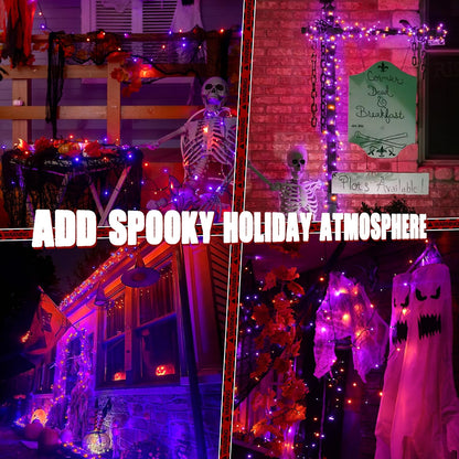 Ollny Halloween String Lights – 110ft Copper Wire Bedroom Decor with 8 Twinkle Modes for Spooky Ambiance