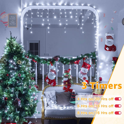 Ollny Pet and Kid Safe Icicle Lights 60FT Cool White – No Heat No Glass LED String Lights for Playroom Ceiling and Toy Corner