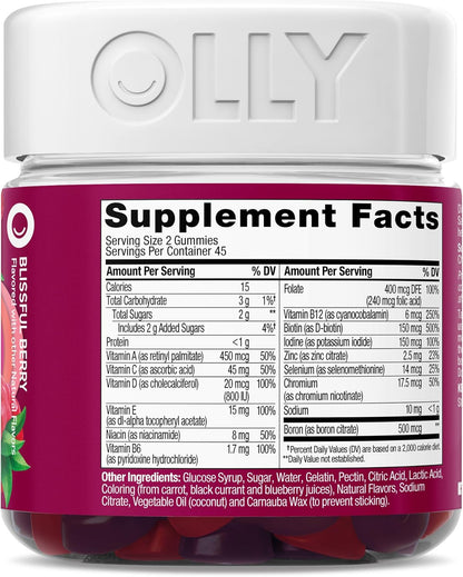 OLLY Women's Multivitamin Gummy – Office Breakroom Vitamin for Skipped Lunch Days, Chewable, 130 Count