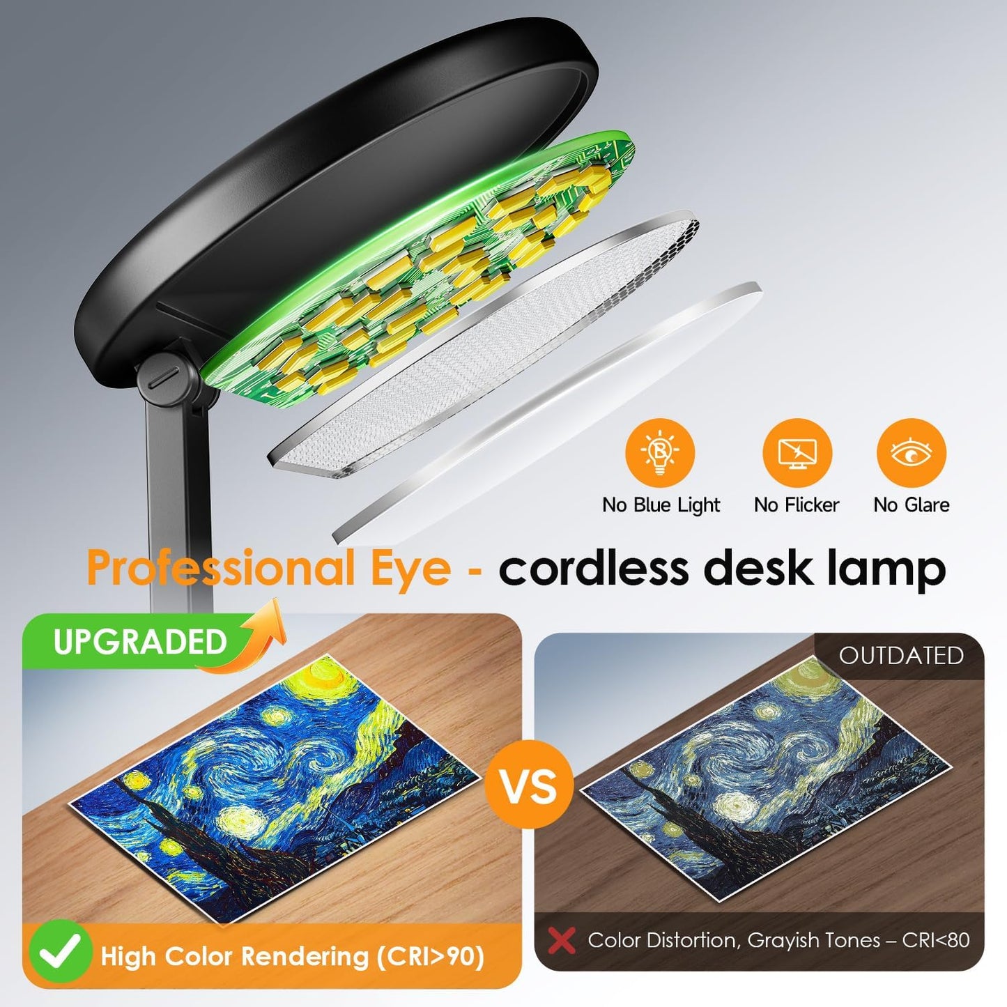 One Fire Portable Kids Room Lamp for Homework and Bedtime Stories, Foldable LED with Eye-Care 4000K Glow