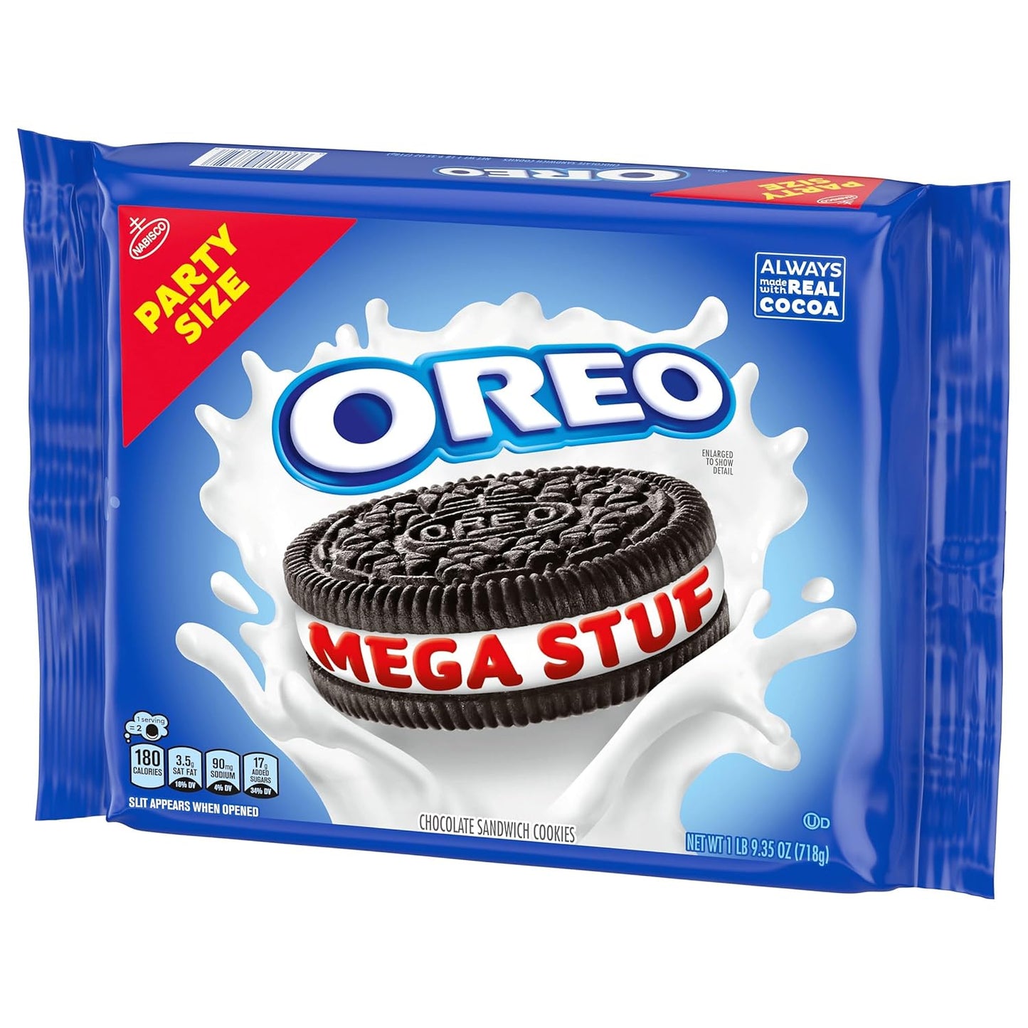 OREO Mega Stuf Chocolate Sandwich Cookies, Party Size – Grandparent Gifting Snack for Grandchildren's Visit