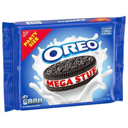 OREO Mega Stuf Chocolate Sandwich Cookies, Party Size – Grandparent Gifting Snack for Grandchildren's Visit