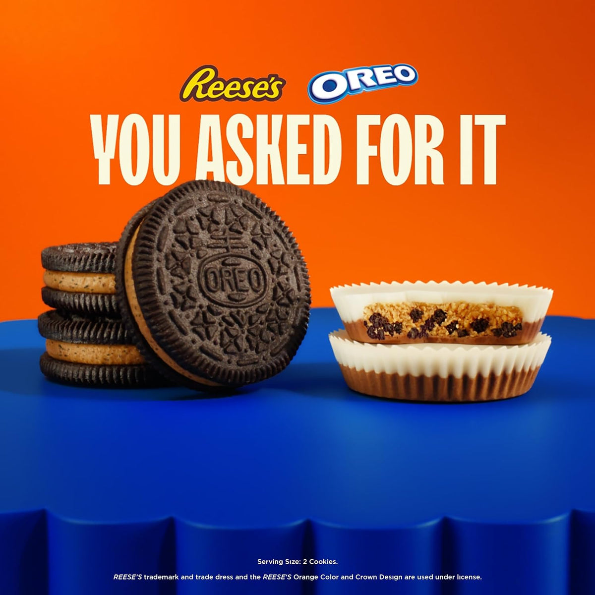 OREO REESE'S Peanut Butter Creme Cookies – Birthday Party Treat for Kids, Two-Pack Sandwich Cookies, 24.7 oz